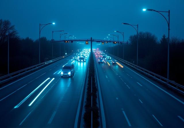Moderne Autobahn-Infrastruktur mit Sensoren