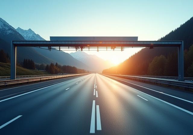 Moderne Schweizer Autobahn mit digitaler Erfassungstechnologie
